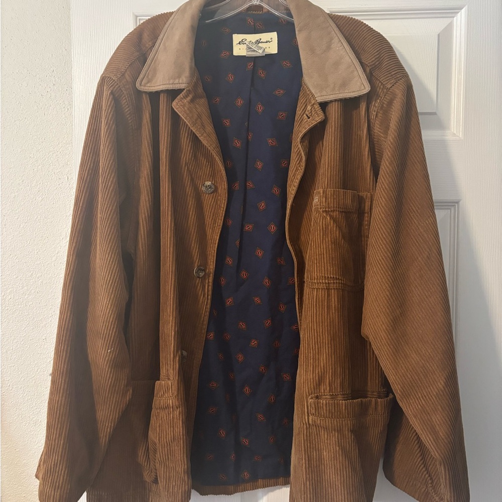 Eddie Bauer vintage Men's Tan Corduroy Barn Jacket Flannel lining Medium